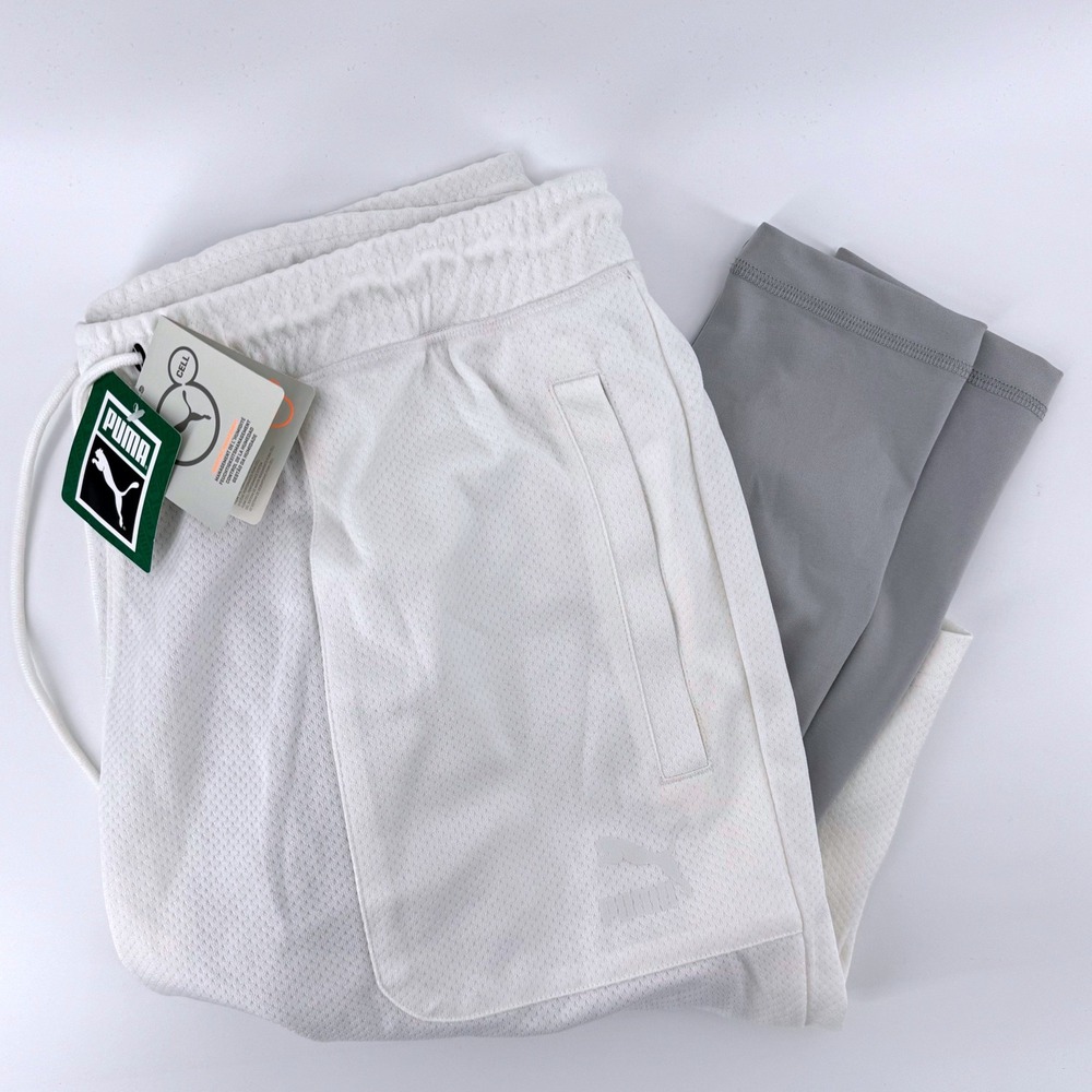Puma Exo Layered Tights XL White Grey 2-in-1 Mesh Shorts Compression Leggings